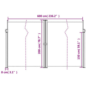 vidaXL Retractable Side Awning Red 200x600 cm