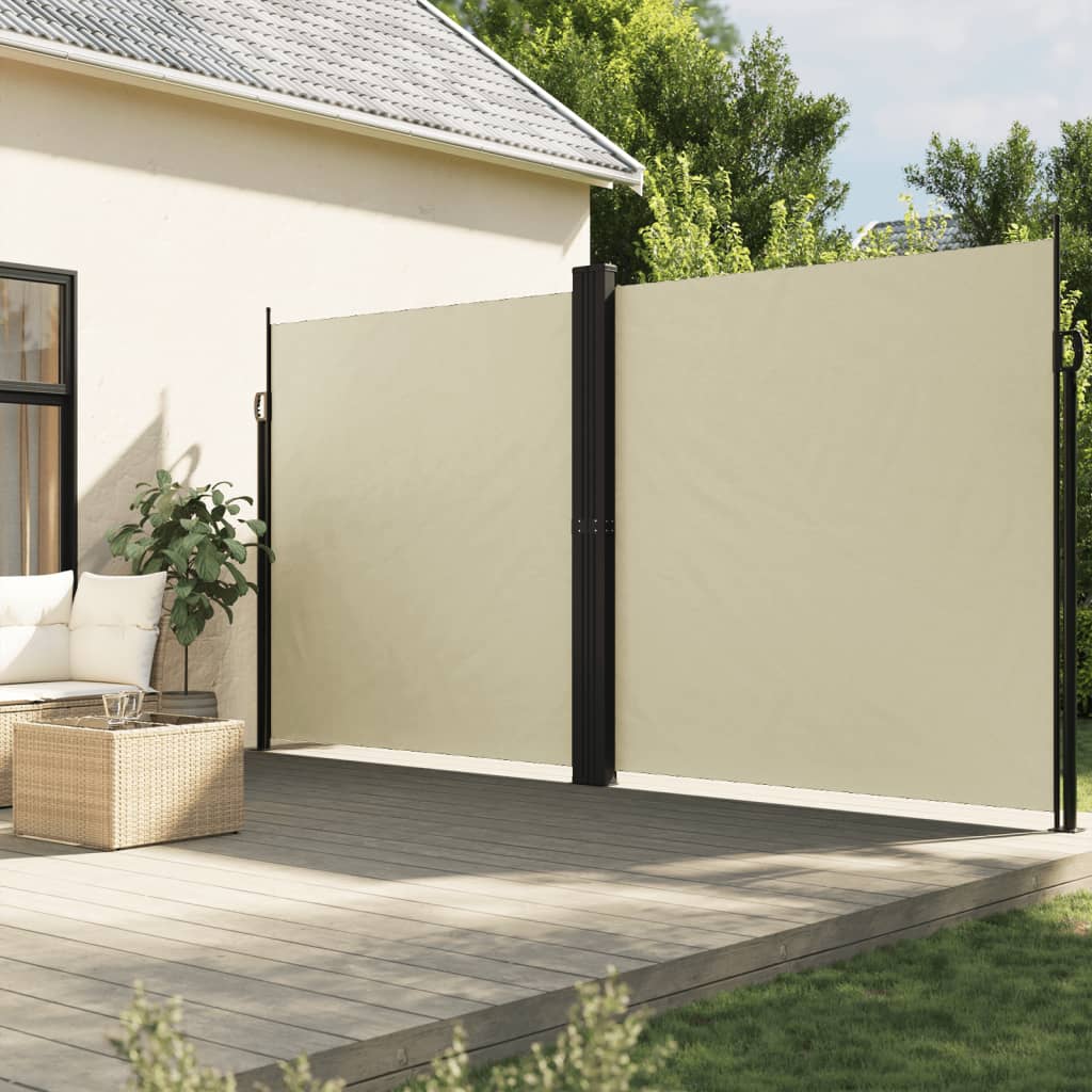 vidaXL Retractable Side Awning Cream 220x600 cm