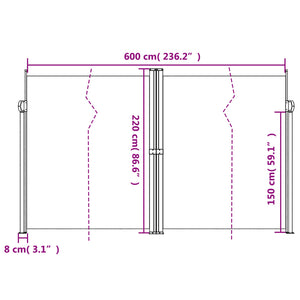 vidaXL Retractable Side Awning Red 220x600 cm