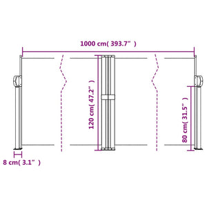 vidaXL Retractable Side Awning Beige 120x1000 cm