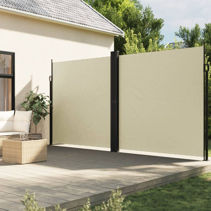 vidaXL Retractable Side Awning Cream 220x1000 cm