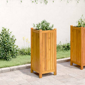 vidaXL Garden Planter with Liner 31x31x75 cm Solid Wood Acacia