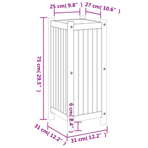 vidaXL Garden Planter with Liner 31x31x75 cm Solid Wood Acacia