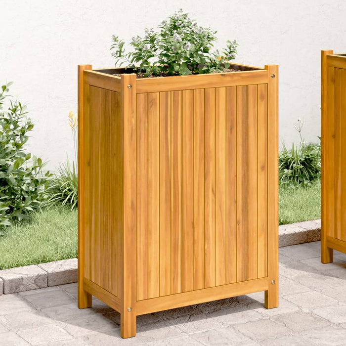 vidaXL Garden Planter with Liner 31x31x75 cm Solid Wood Acacia