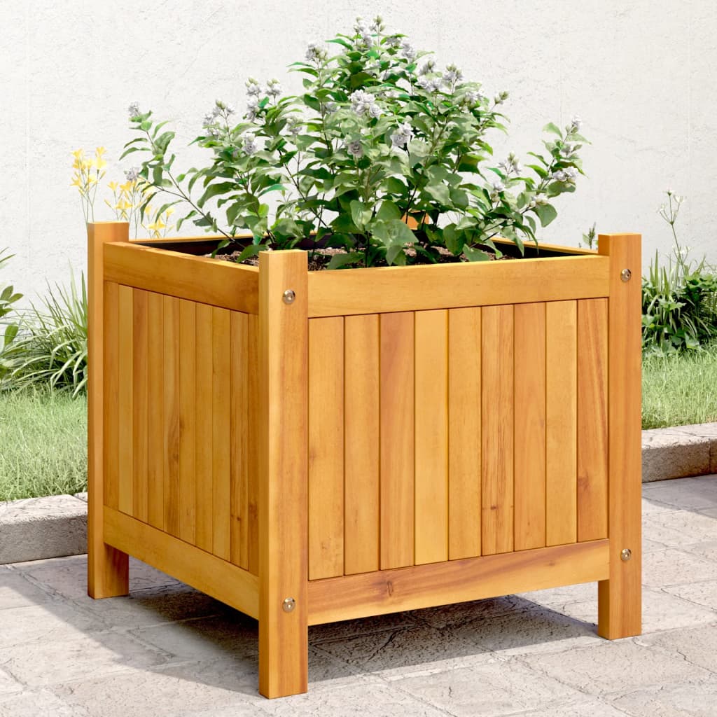 vidaXL Garden Planter with Liner 42x42x40 cm Solid Wood Acacia