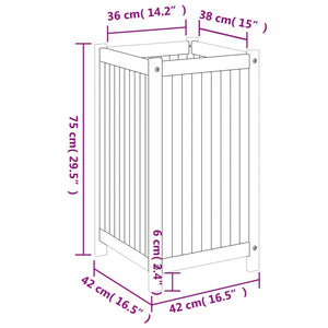 vidaXL Garden Planter with Liner 42x42x75 cm Solid Wood Acacia