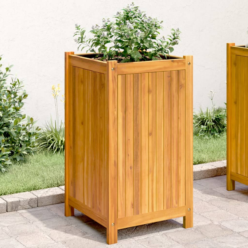 vidaXL Garden Planter with Liner 42x42x75 cm Solid Wood Acacia