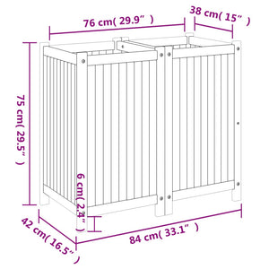 vidaXL Garden Planter with Liner 84x42x75 cm Solid Wood Acacia