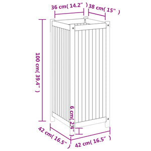 vidaXL Garden Planter with Liner 42x42x100 cm Solid Wood Acacia