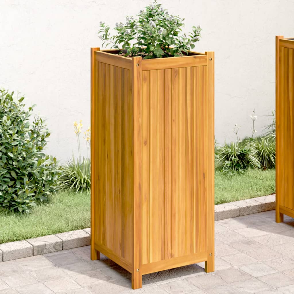 vidaXL Garden Planter with Liner 42x42x100 cm Solid Wood Acacia