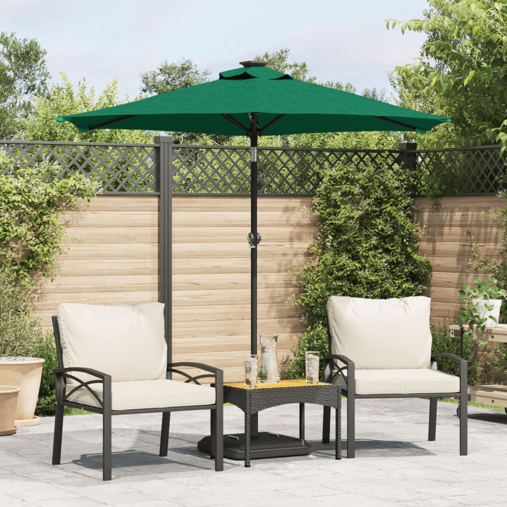 vidaXL Garden Parasol with Steel Pole Green 225x225x212 cm