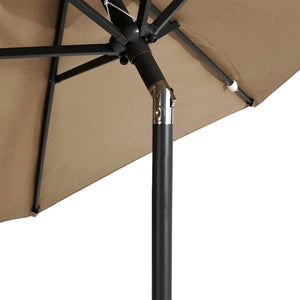 vidaXL Garden Parasol with Steel Pole Taupe 225x225x212 cm