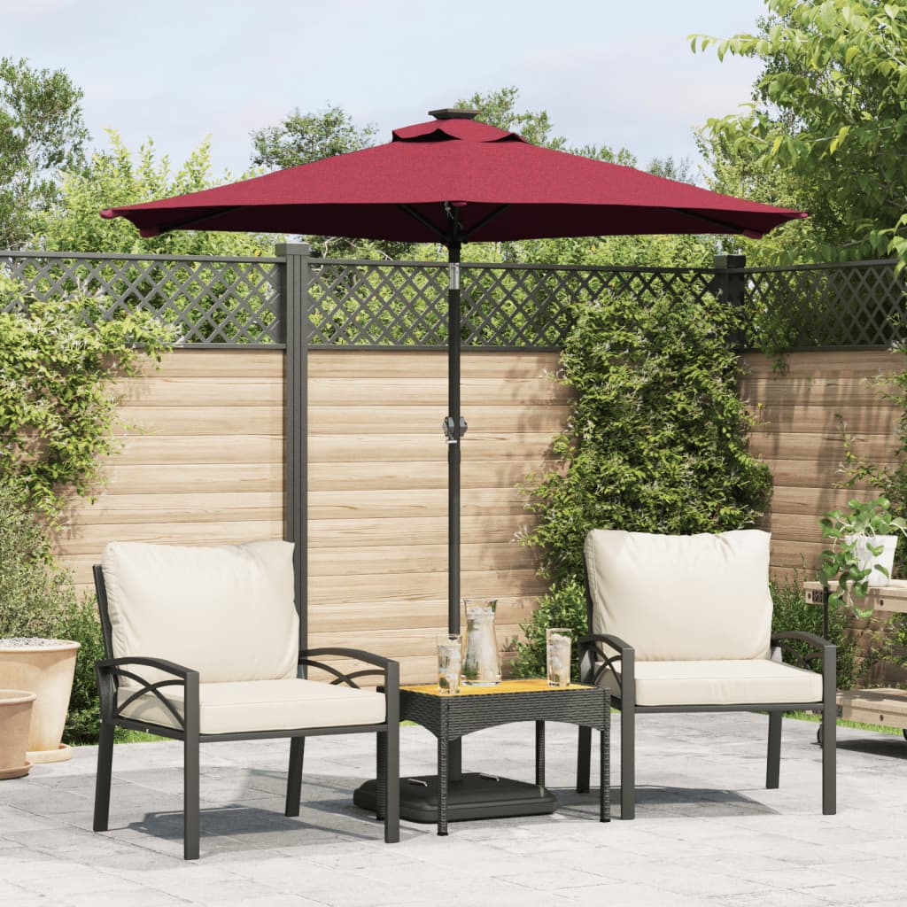 vidaXL Garden Parasol with Steel Pole Bordeaux Red 225x225x212 cm