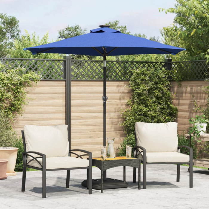 vidaXL Garden Parasol with Steel Pole Azure Blue 225x225x212 cm