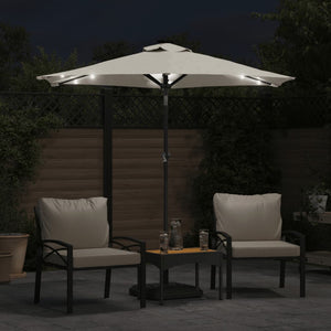 vidaXL Garden Parasol with LEDs and Steel Pole White 225x225x212cm