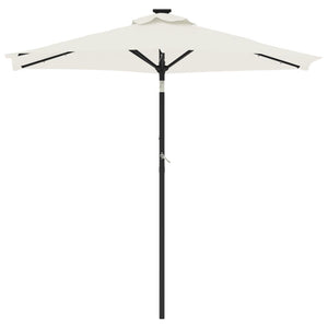 vidaXL Garden Parasol with LEDs and Steel Pole White 225x225x212cm