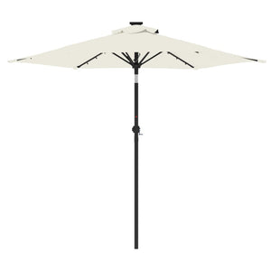 vidaXL Garden Parasol with LEDs and Steel Pole White 225x225x212cm