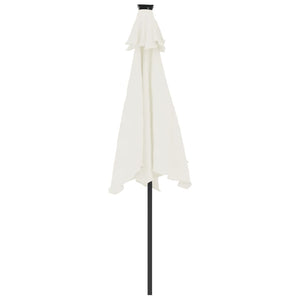 vidaXL Garden Parasol with LEDs and Steel Pole White 225x225x212cm