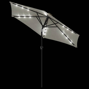 vidaXL Garden Parasol with LEDs and Steel Pole White 225x225x212cm