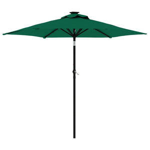 vidaXL Garden Parasol with LEDs and Steel Pole Green 225x225x212cm