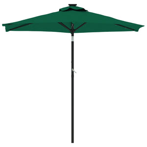 vidaXL Garden Parasol with LEDs and Steel Pole Green 225x225x212cm