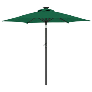 vidaXL Garden Parasol with LEDs and Steel Pole Green 225x225x212cm