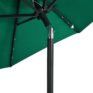 vidaXL Garden Parasol with LEDs and Steel Pole Green 225x225x212cm