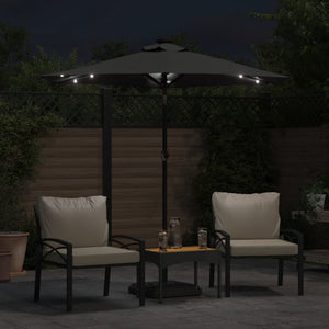 vidaXL Garden Parasol with LEDs and Steel Pole Anthracite 225x225x212cm