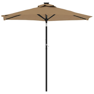 vidaXL Garden Parasol with LEDs and Steel Pole Taupe 225x225x212cm