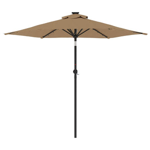 vidaXL Garden Parasol with LEDs and Steel Pole Taupe 225x225x212cm