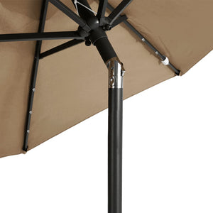 vidaXL Garden Parasol with LEDs and Steel Pole Taupe 225x225x212cm