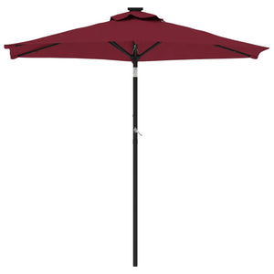 vidaXL Garden Parasol with LEDs and Steel Pole Bordeaux Red 225x225x212cm