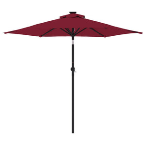 vidaXL Garden Parasol with LEDs and Steel Pole Bordeaux Red 225x225x212cm