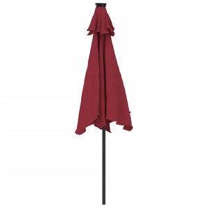 vidaXL Garden Parasol with LEDs and Steel Pole Bordeaux Red 225x225x212cm