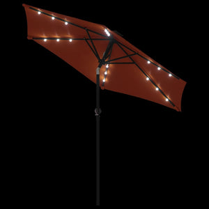 vidaXL Garden Parasol with LEDs and Steel Pole Terracotta 225x225x212cm