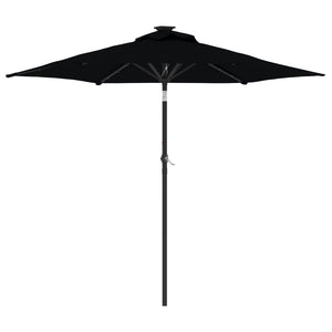 vidaXL Garden Parasol with LEDs and Steel Pole Black 225x225x212cm