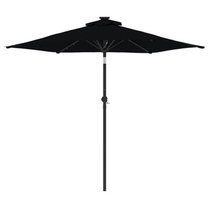 vidaXL Garden Parasol with LEDs and Steel Pole Black 225x225x212cm