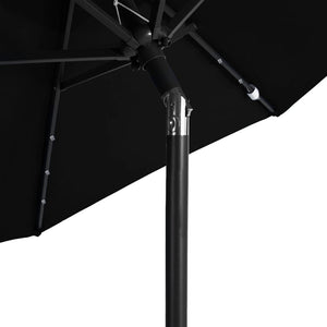 vidaXL Garden Parasol with LEDs and Steel Pole Black 225x225x212cm