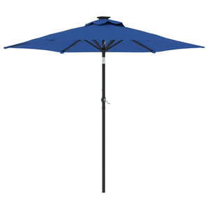 vidaXL Garden Parasol with LEDs and Steel Pole Azure Blue 225x225x212cm