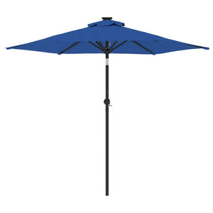 vidaXL Garden Parasol with LEDs and Steel Pole Azure Blue 225x225x212cm