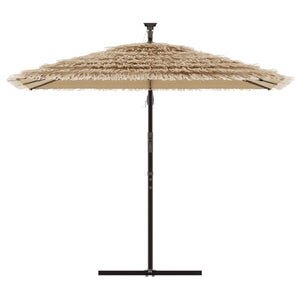 vidaXL Garden Parasol with LEDs and Steel Pole Brown 246x246x230 cm