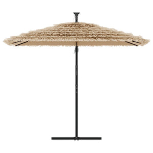 vidaXL Garden Parasol with with LEDs and Steel Pole Brown 269x269x235 cm