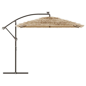 vidaXL Garden Parasol with with LEDs and Steel Pole Brown 269x269x235 cm