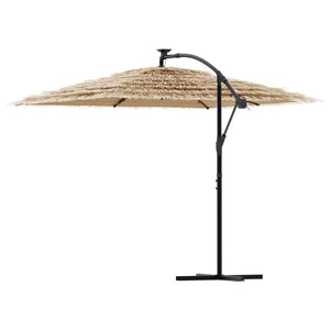 vidaXL Garden Parasol with with LEDs and Steel Pole Brown 269x269x235 cm