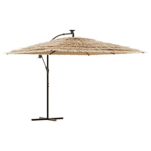 vidaXL Garden Parasol with with LEDs and Steel Pole Brown 290x290x238 cm