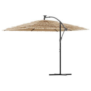 vidaXL Garden Parasol with with LEDs and Steel Pole Brown 290x290x238 cm