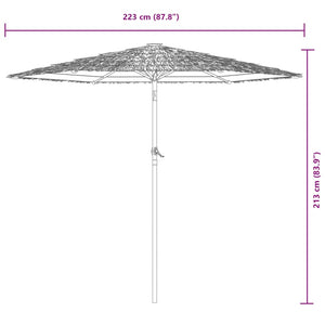 vidaXL Garden Parasol with Steel Pole Brown 223x223x213 cm