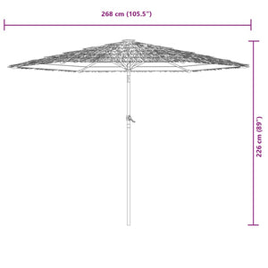 vidaXL Garden Parasol with Steel Pole Brown 268x268x226 cm