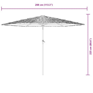 vidaXL Garden Parasol with Steel Pole Brown 288x288x225 cm