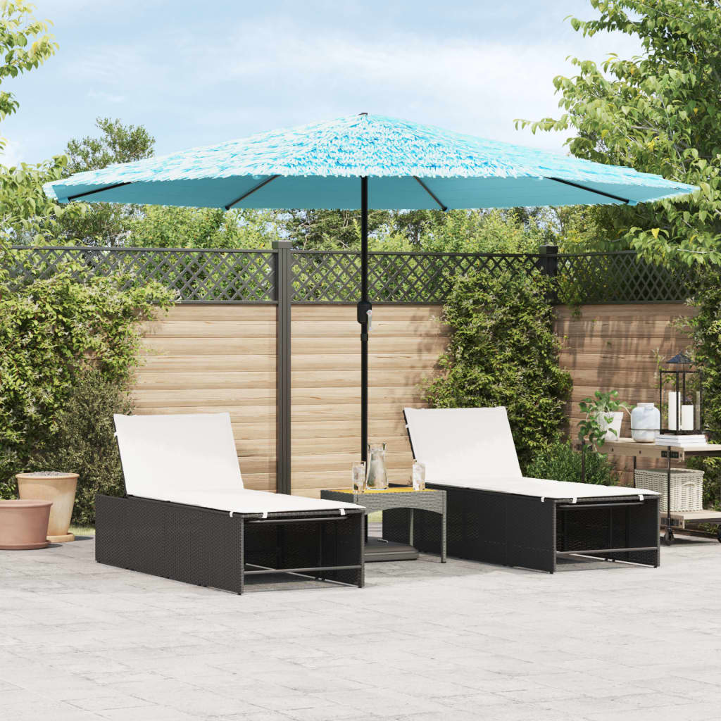 vidaXL Garden Parasol with Steel Pole Blue 388x388x248 cm